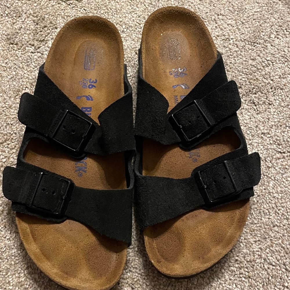 Birkenstock size 36 black suede worn a couple times.  Not for me 🙃 EUC with box